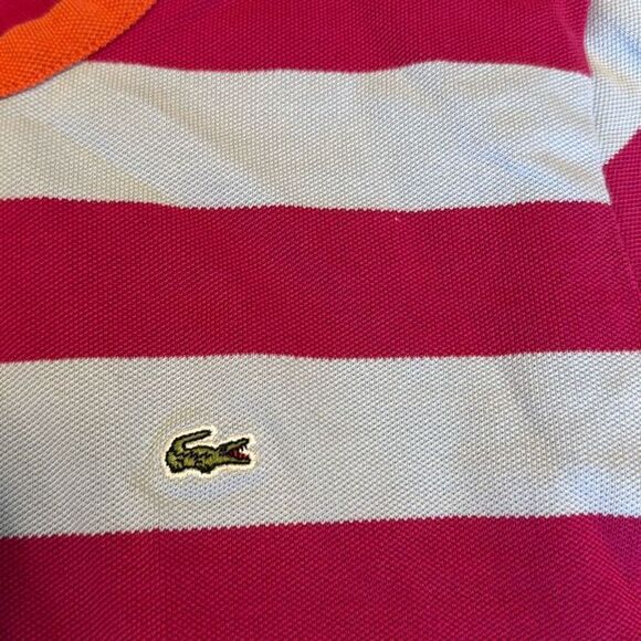 Lacoste vintage pink and blue striped long sleeve size 42   Has some bleach stai - Picture 3 of 8